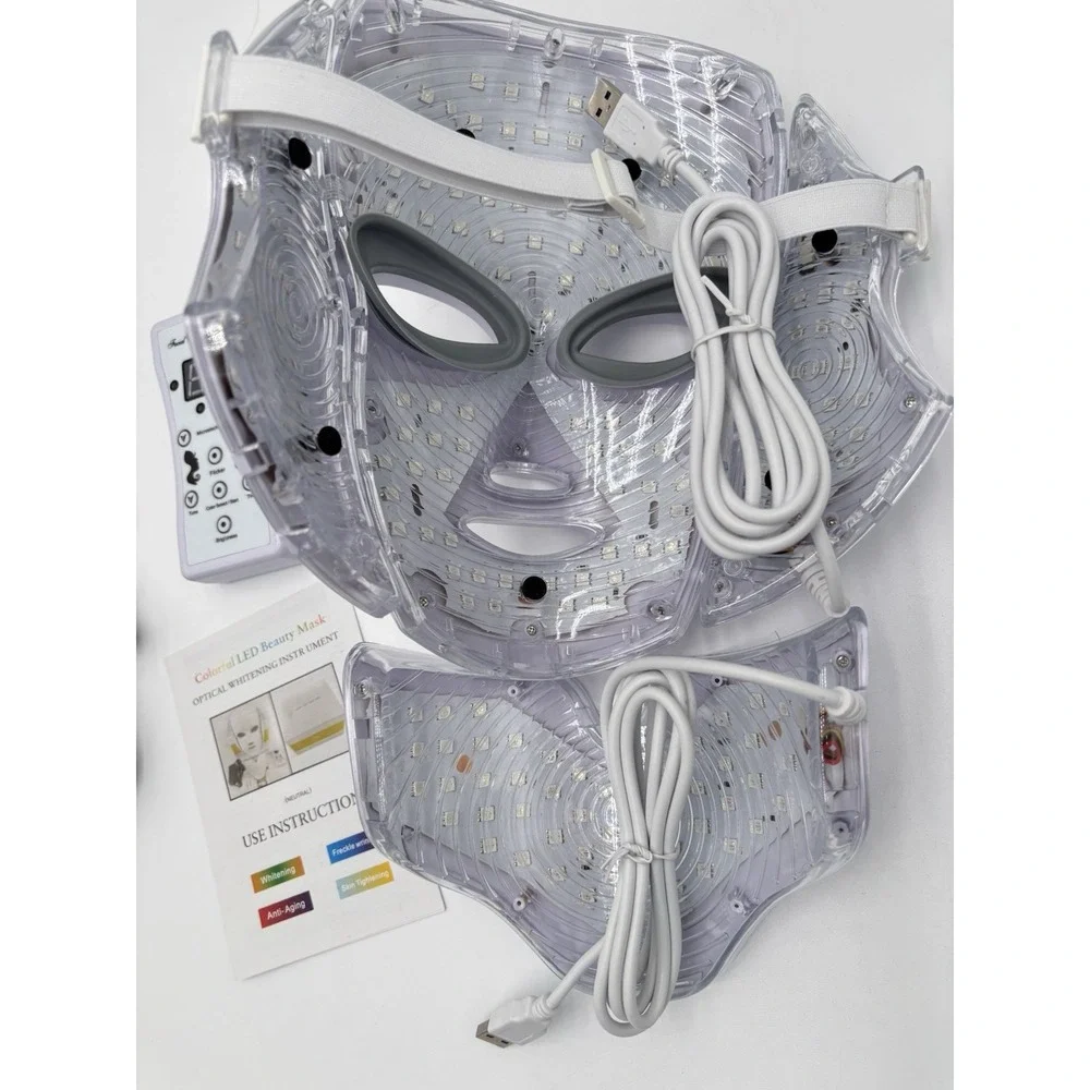 LED Light Therapy Face & Neck Mask 7 Color Photon Beauty Device New Open Box